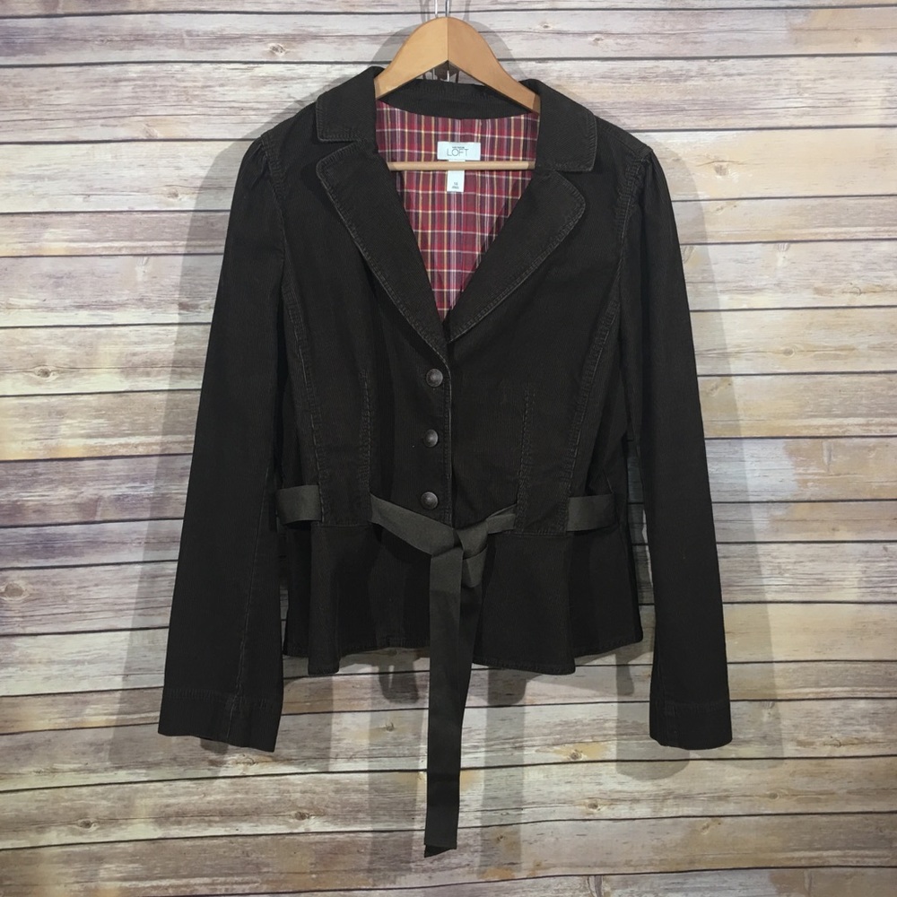 Ann Taylor LOFT corduroy blazer with ribbon belt